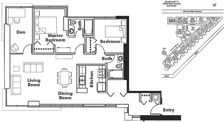 302 1228 MARINASIDE CRESCENT, Vancouver, BC Floor Plan