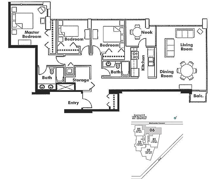 906 1288 MARINASIDE CRESCENT, Vancouver, BC Floor Plan