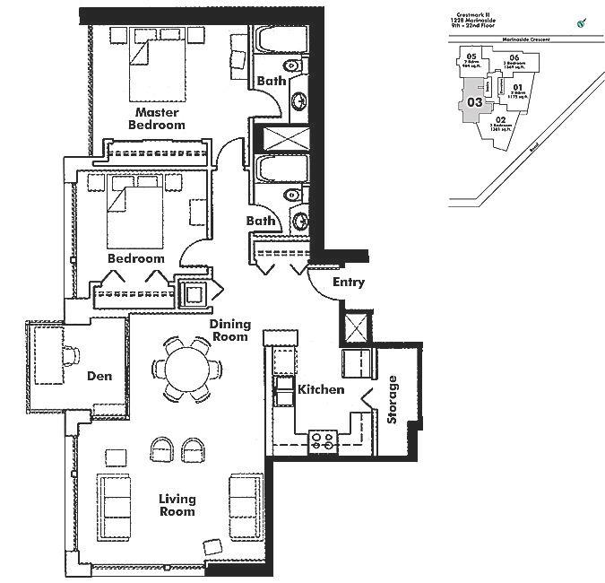 1003 1228 MARINASIDE CRESCENT, Vancouver, BC Floor Plan