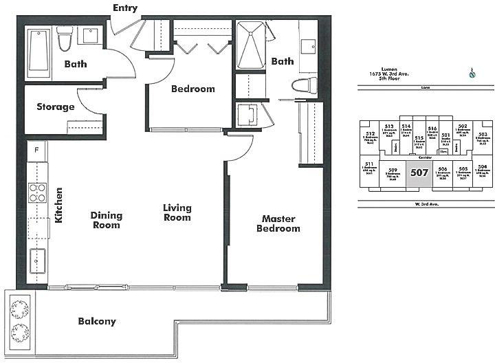 507 1635 W 3RD STREET, Vancouver, BC Floor Plan