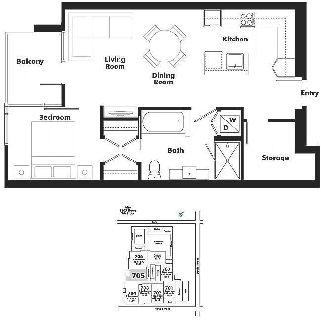 705 1205 HOWE STREET, Vancouver, BC Floor Plan