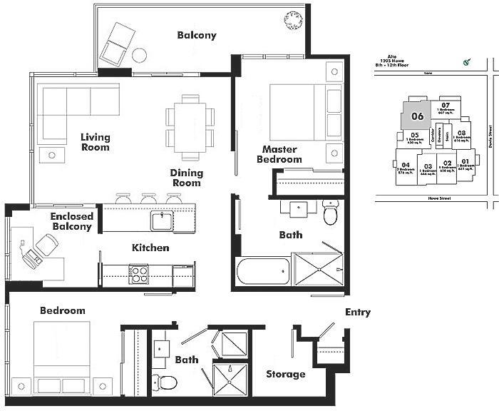 1206 1205 HOWE STREET, Vancouver, BC Floor Plan