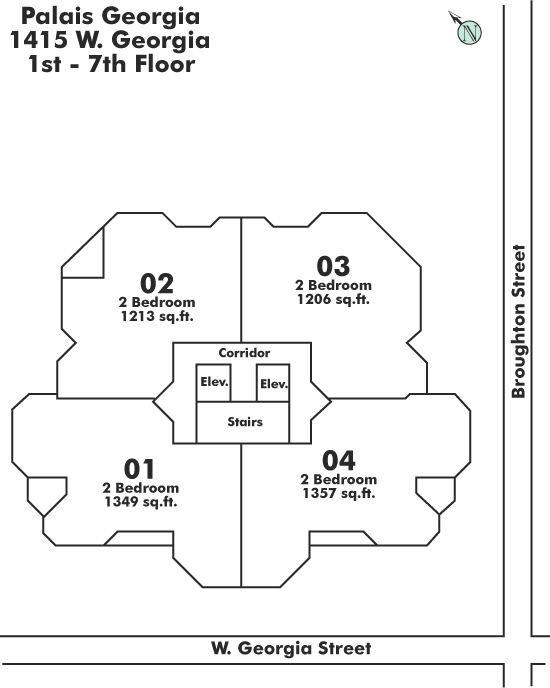 303 1415 W GEORGIA STREET, Vancouver, BC Floor Plate
