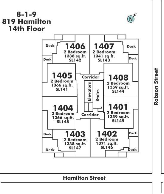 1404 819 HAMILTON STREET, Vancouver, BC Floor Plate