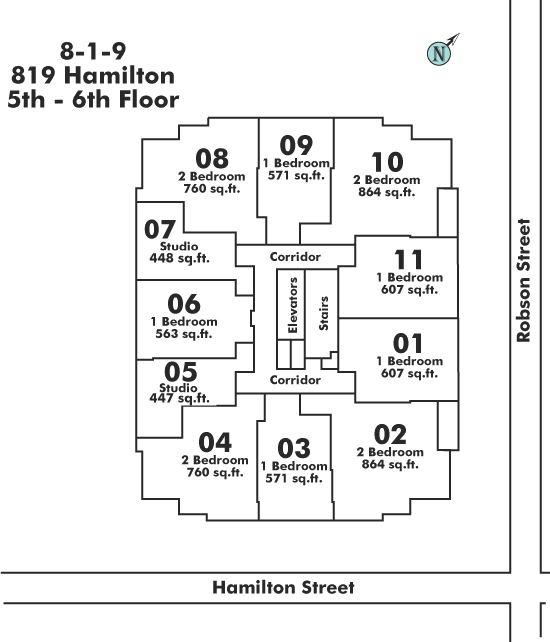 605 819 HAMILTON STREET, Vancouver, BC Floor Plate