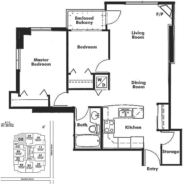 508 819 HAMILTON STREET, Vancouver, BC Floor Plan