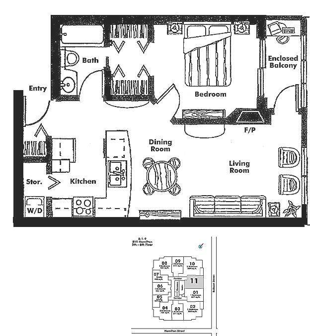 511 819 HAMILTON STREET, Vancouver, BC Floor Plan