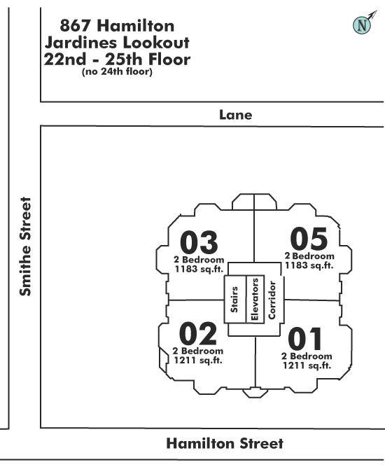 2301 867 HAMILTON STREET, Vancouver, BC Floor Plate