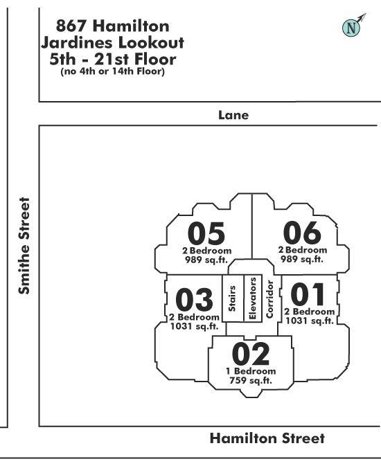 1303 867 HAMILTON STREET, Vancouver, BC Floor Plate