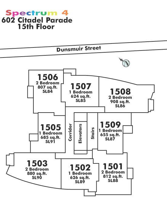 1509 602 CITADEL PARADE, Vancouver, BC Floor Plate
