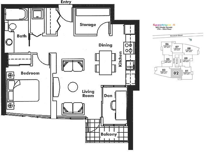 1002 602 CITADEL PARADE, Vancouver, BC Floor Plan