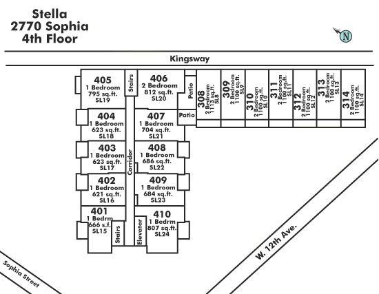 401 2770 SOPHIA STREET, Vancouver, BC Floor Plate