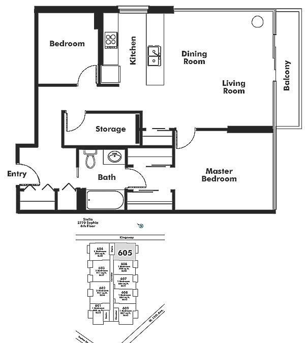 605 2770 SOPHIA STREET, Vancouver, BC Floor Plan