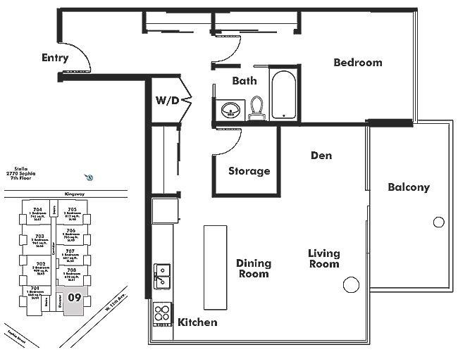 709 2770 SOPHIA STREET, Vancouver, BC Floor Plan