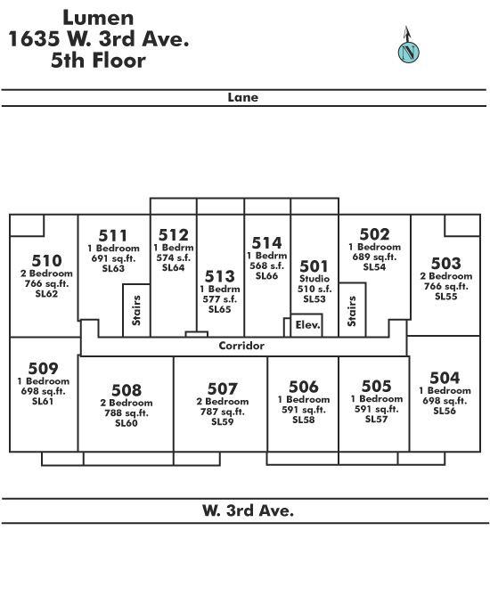 507 1635 W 3RD STREET, Vancouver, BC Floor Plate