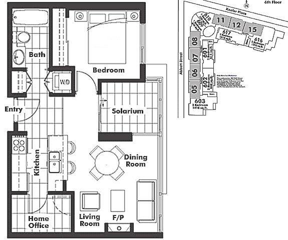 605 58 KEEFER PLACE, Vancouver, BC Floor Plan