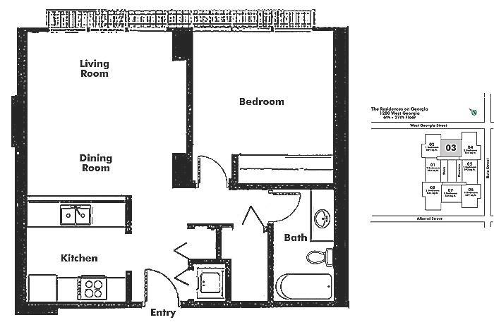 2503 1288 W GEORGIA STREET, Vancouver, BC Floor Plan