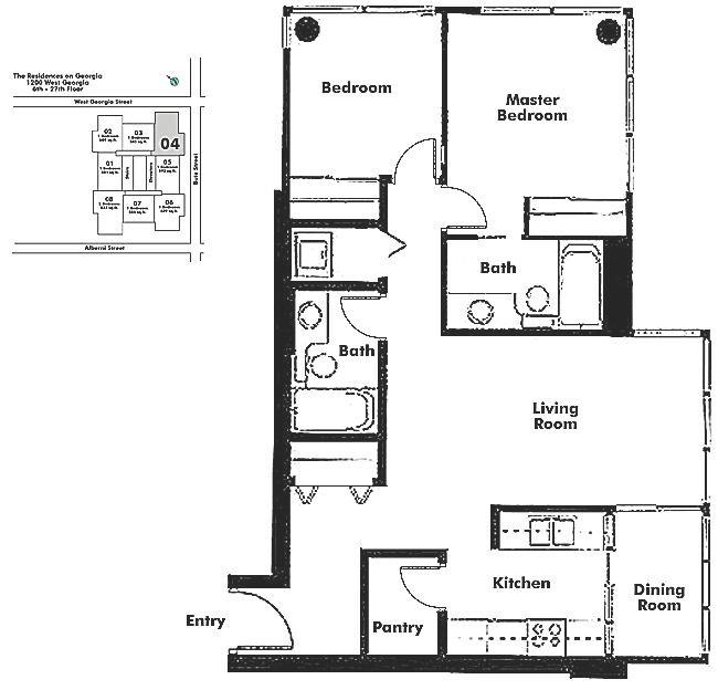 2504 1288 W GEORGIA STREET, Vancouver, BC Floor Plan