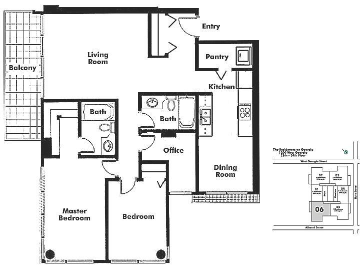 2806 1288 W GEORGIA STREET, Vancouver, BC Floor Plan