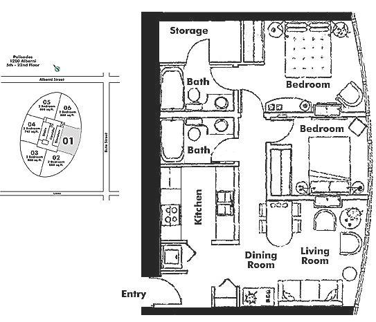 1301 1288 ALBERNI STREET, Vancouver, BC Floor Plan
