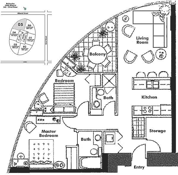 1405 1288 ALBERNI STREET, Vancouver, BC Floor Plan