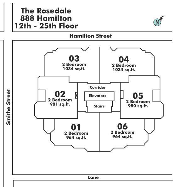 1201 888 HAMILTON STREET, Vancouver, BC Floor Plate