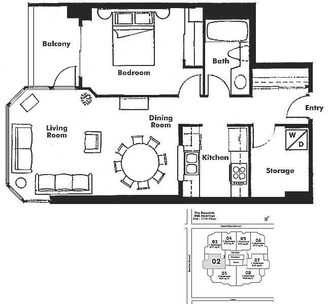 402 888 HAMILTON STREET, Vancouver, BC Floor Plan