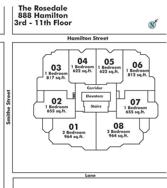 402 888 HAMILTON STREET, Vancouver, BC Floor Plate