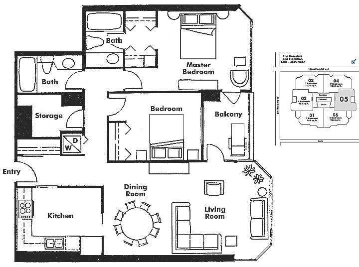 1605 888 HAMILTON STREET, Vancouver, BC Floor Plan