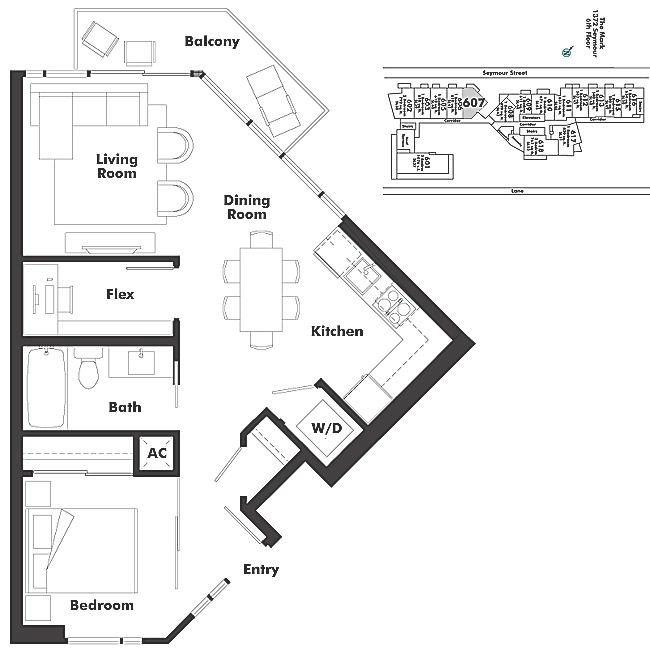 607 1372 SEYMOUR STREET, Vancouver, BC Floor Plan