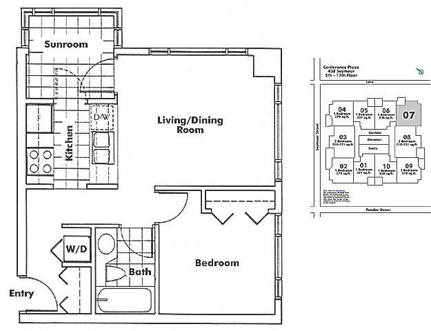 907 438 Seymour Street, Vancouver, BC Floor Plan