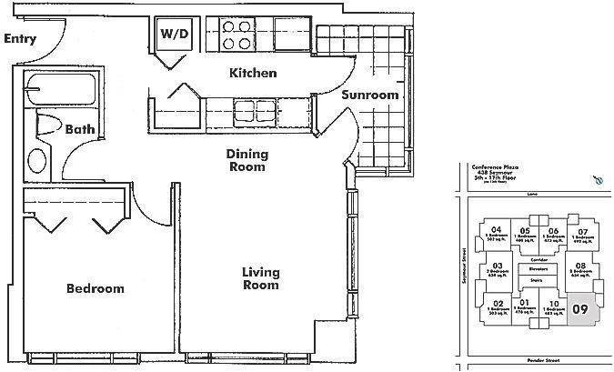 1409 438 SEYMOUR STREET, Vancouver, BC Floor Plan