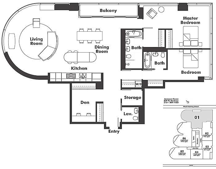 2401 838 W HASTINGS STREET, Vancouver, BC Floor Plan