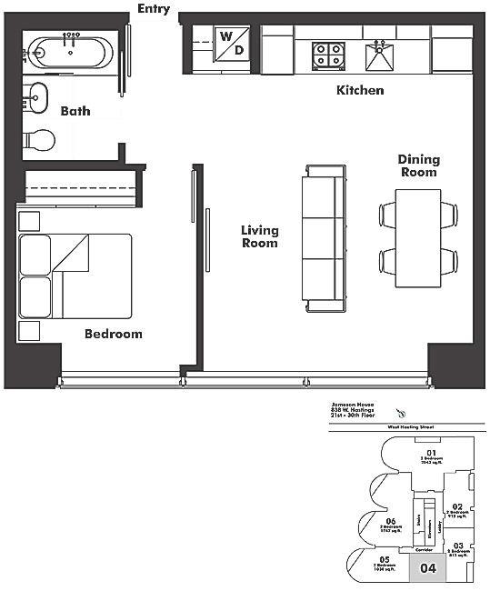 2804 838 W HASTINGS STREET, Vancouver, BC Floor Plan