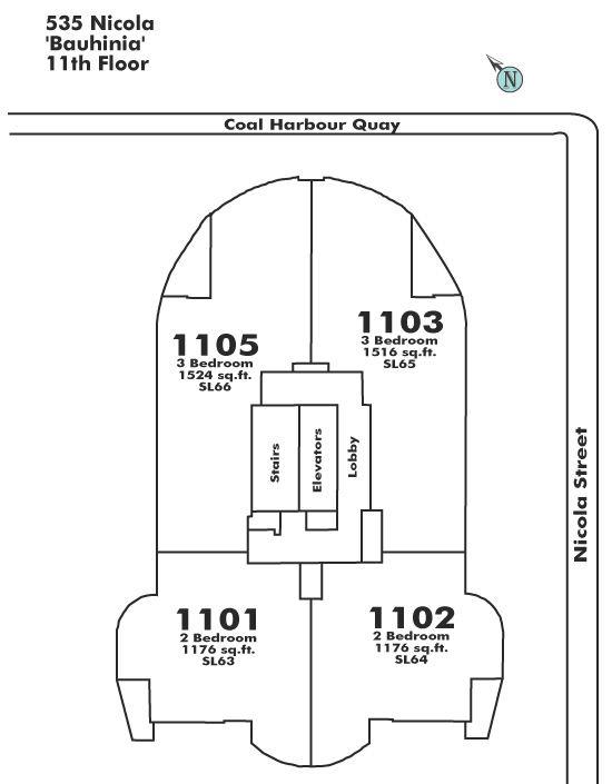 1105 535 NICOLA STREET, Vancouver, BC Floor Plate