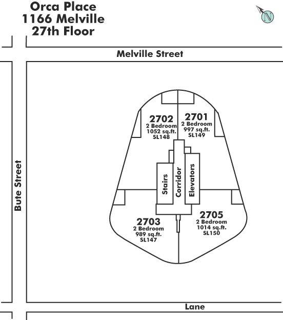 2702 1166 MELVILLE STREET, Vancouver, BC Floor Plate
