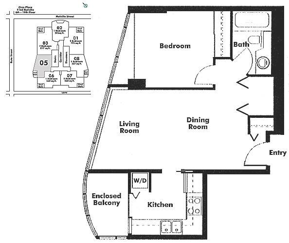 805 1166 MELVILLE STREET, Vancouver, BC Floor Plan
