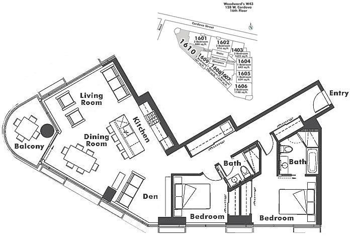 1610 128 W CORDOVA STREET, Vancouver, BC Floor Plan
