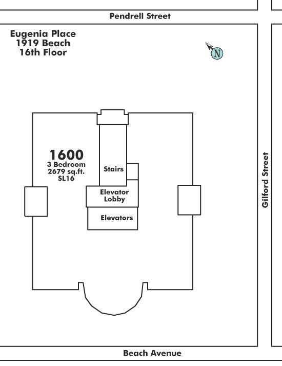 1600 1919 BEACH AVENUE, Vancouver, BC Floor Plate