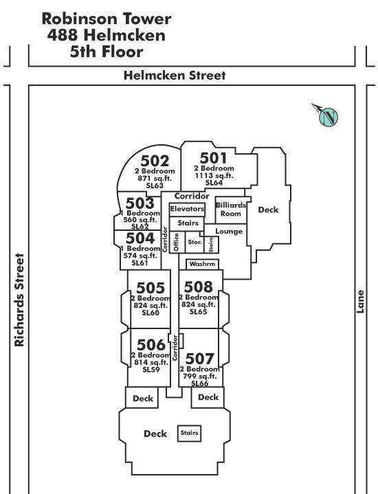 507 488 HELMCKEN STREET, Vancouver, BC Floor Plate