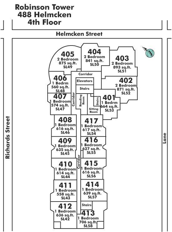 408 488 HELMCKEN STREET, Vancouver, BC Floor Plate