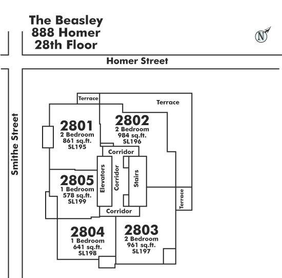2801 888 HOMER STREET, Vancouver, BC Floor Plate