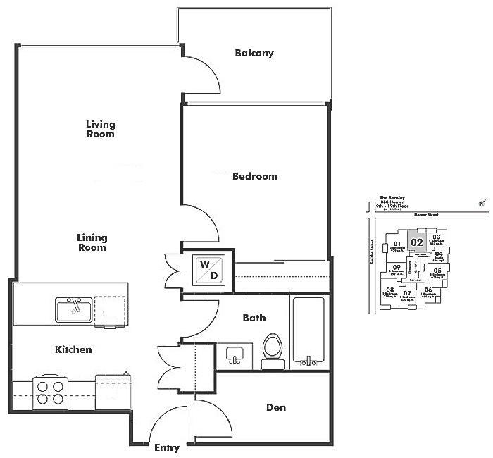 1602 888 HOMER STREET, Vancouver, BC Floor Plan