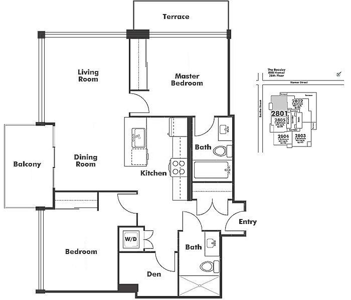 2801 888 HOMER STREET, Vancouver, BC Floor Plan