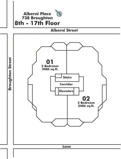 1202 738 BROUGHTON STREET, Vancouver, BC Floor Plate