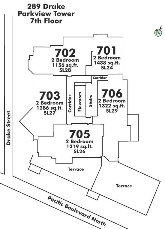 706 289 DRAKE STREET, Vancouver, BC Floor Plate