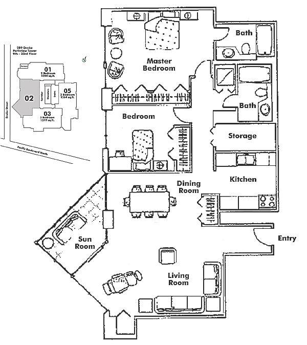 2202 289 DRAKE STREET, Vancouver, BC Floor Plan