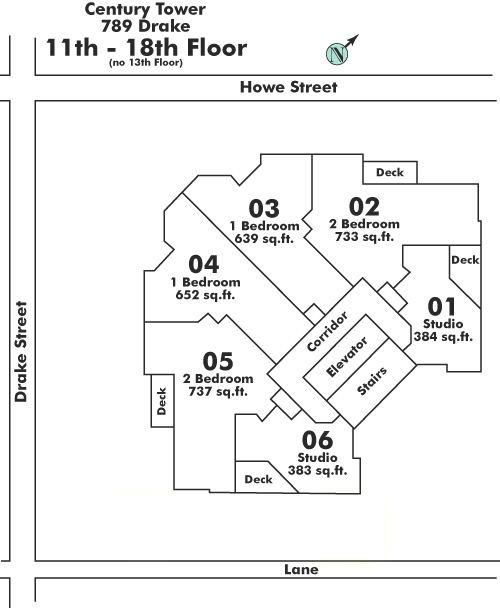 1705 789 DRAKE STREET, Vancouver, BC Floor Plate