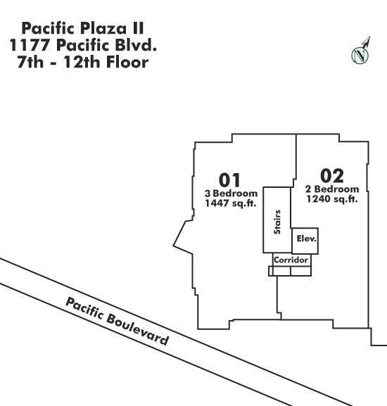 1003 283 DAVIE STREET, Vancouver, BC Floor Plate