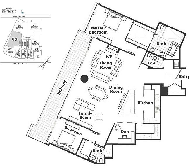 2908 1011 W CORDOVA STREET, Vancouver, BC Floor Plan